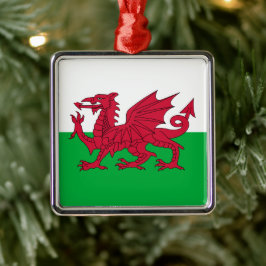 Welsh Flag (Wales) (Welsh Dragon) Metalen Ornament