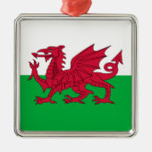 Welsh Flag (Wales) (Welsh Dragon) Metalen Ornament (Voorkant)