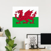 Welsh Flag (Wales) (Welsh Dragon) Poster (Thuiskantoor)