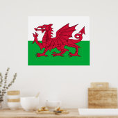 Welsh Flag (Wales) (Welsh Dragon) Poster (Keuken)