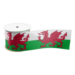 Welsh Flag (Wales) (Welsh Dragon) Satijnen Lint