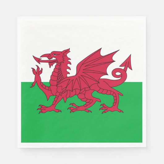 Welsh Flag (Wales) (Welsh Dragon) Servet (Voorkant)