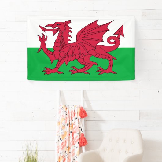 Welsh Flag (Wales) (Welsh Dragon) Spandoek (Insitu)