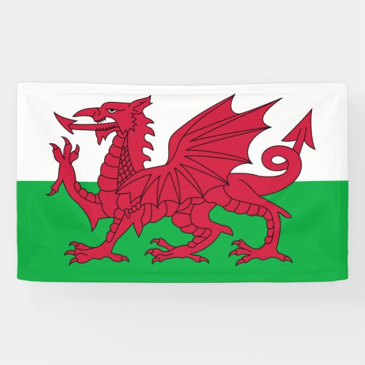 Welsh Flag (Wales) (Welsh Dragon) Spandoek (Horizontaal)