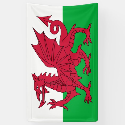 Welsh Flag (Wales) (Welsh Dragon) Spandoek (Verticaal)