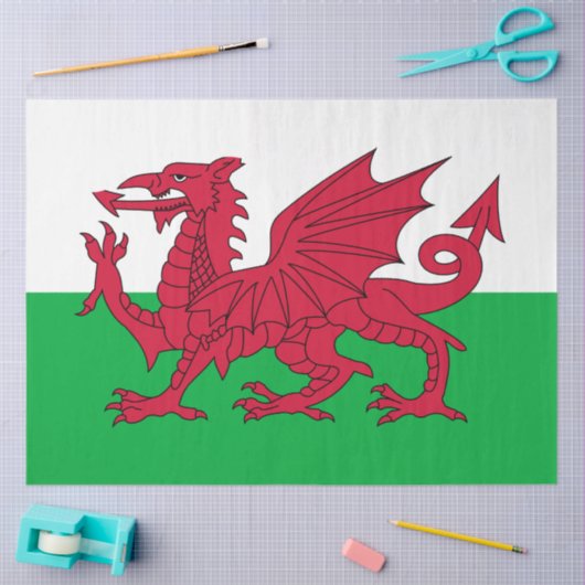 Welsh Flag (Wales) (Welsh Dragon) Tissuepapier (Craft)