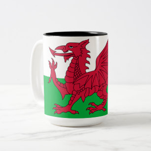 Welsh Flag (Wales) (Welsh Dragon) Tweekleurige Koffiemok
