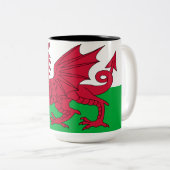 Welsh Flag (Wales) (Welsh Dragon) Tweekleurige Koffiemok (Voorkant rechts)