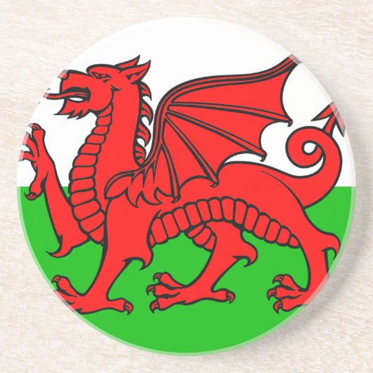 Welsh flag zandsteen onderzetter (Voorkant)