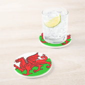 Welsh flag zandsteen onderzetter (Zijkant)