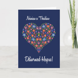 Welsh Floral Heart op Blue Grootouders Dag Kaart