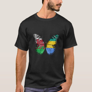 Welsh Gabonese vlag Butterfly T-shirt