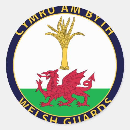 Welsh Guards Ronde Sticker (Voorkant)