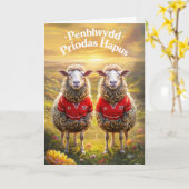 Welsh Happy Jubileum Kaart (Gele Bloem)