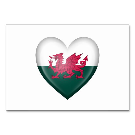 Welsh Heart Flag op wit Kaart (Voorkant)