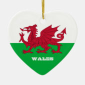 Welsh Heart, Welsh Flag Kerstmis, Wales Keramisch Ornament (Voorkant)