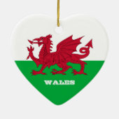 Welsh Heart, Welsh Flag Kerstmis, Wales Keramisch Ornament (Achterkant)