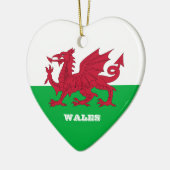 Welsh Heart, Welsh Flag Kerstmis, Wales Keramisch Ornament (Links)