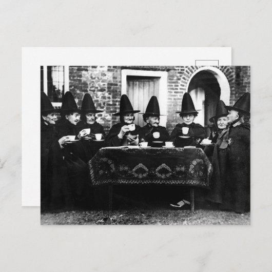 Welsh heksen hebben thee crone theatime feestdagenkaart (Voorkant / Achterkant)