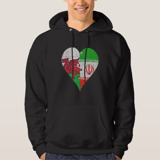 Welsh Iranian Flag Heart Hoodie (Voorkant)