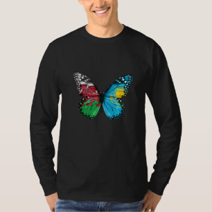 Welsh Kazakhstani Flag Butterfly T-shirt