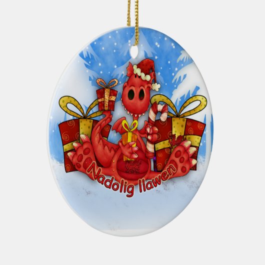 Welsh kerstversiering - Welsh Dragon Keramisch Ornament (Rechts)