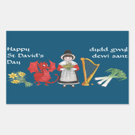 Welsh kostuum, emblemen, St David's Day Stickers
