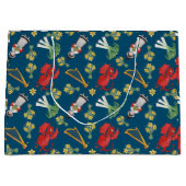 Welsh kostuum en emblemen op blauwe grote geschenk large cadeautasje (Voorkant)