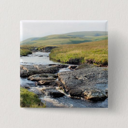 WELSH LANDSCAPE VIERKANTE BUTTON 5,1 CM (Voorkant)