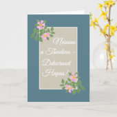 Welsh Language Dog Rozen Grandouders Day Kaart (Gele Bloem)