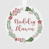 Welsh Merry Kerstmis Wreath, Nadolig Llawen Ornament (achterkant)