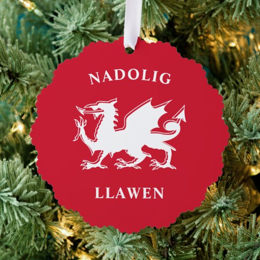 Welsh Merry Kerstry Simple Celtic Nadolig Llawen Ornament Kaart (Insitu (Drie))