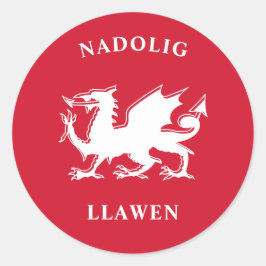 Welsh Merry Kerstry Simple Celtic Nadolig Llawen Ronde Sticker