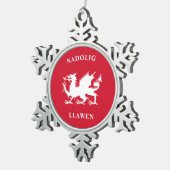 Welsh Merry Kerstry Simple Celtic Nadolig Llawen Tin Sneeuwvlok Ornament (Rechts)