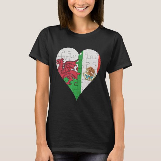 Welsh Mexican Flag Heart T-shirt (Voorkant)