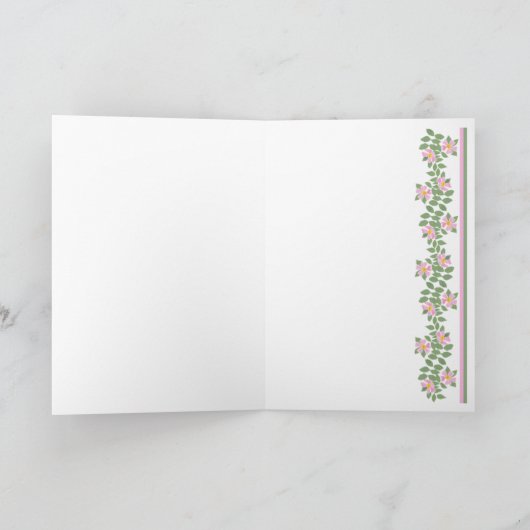 Welsh Moederdag Kaart, Roze Dogroses op blauw Kaart (Binnen)