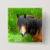 WELSH MOUNTAIN PONY VIERKANTE BUTTON 5,1 CM (Voorkant)