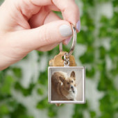 Welsh Pembroke corgi dog die op de houten vloer li Sleutelhanger (Hand)