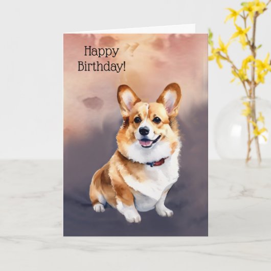 Welsh Pembroke Corgi Dog Kaart (Gele Bloem)