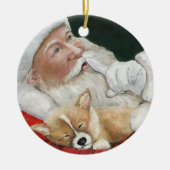 Welsh Pembroke Corgi en Santa Art Ornament (Voorkant)