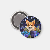 Welsh Pembroke Corgi Puppy Dog Kerstmagneet Magneet (Voorkant / Achterkant)