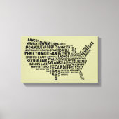 Welsh Placenames American Map Canvas Print (Voorkant)