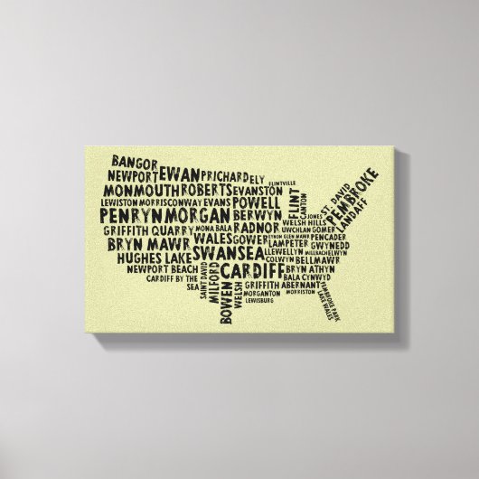 Welsh Placenames American Map Canvas Print (Voorkant)