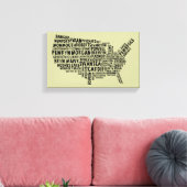 Welsh Placenames American Map Canvas Print (Insitu (Woonkamer))