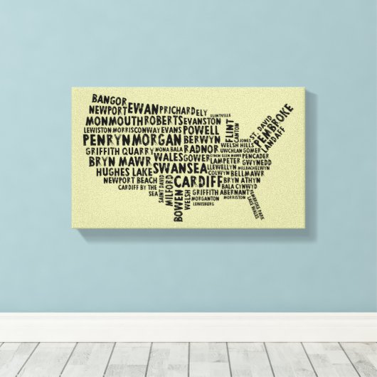 Welsh Placenames American Map Canvas Print (Insitu (Houten vloer))