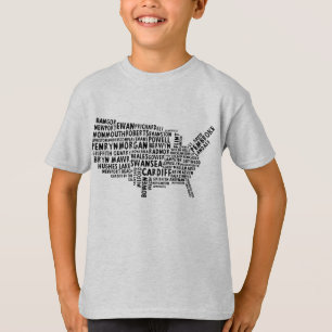 Welsh Placenames in de Amerikaanse Word Art T-shirt