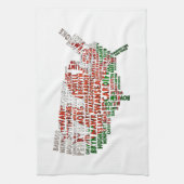 Welsh Placenames in de Amerikaanse Word Art Theedoek (Verticaal)