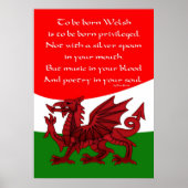 Welsh Poem Poster - Print Welsh Dragon (Voorkant)
