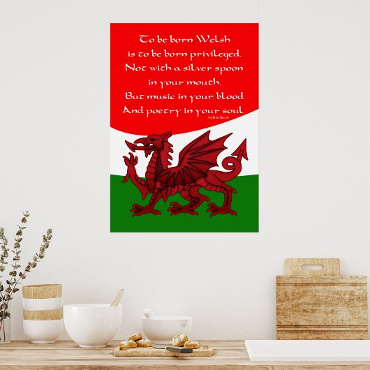 Welsh Poem Poster - Print Welsh Dragon (Keuken)
