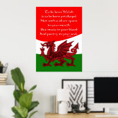 Welsh Poem Poster - Print Welsh Dragon (Thuiskantoor)